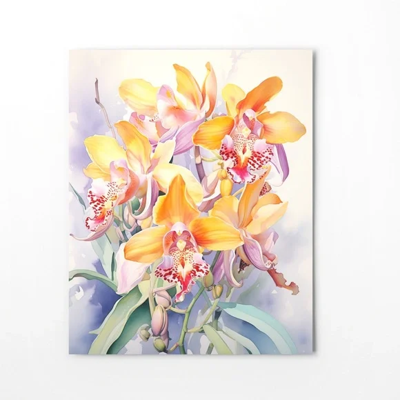 Watercolor Orchids Wall Art Illustration Print Poster Unframed - Picture 6 of 6
